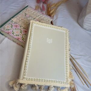 Hand Decorated Elegant Cream Journaling Bible